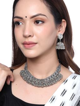 Yellow Chimes - Silver Oxidised Adjustable Vintage Necklace Set