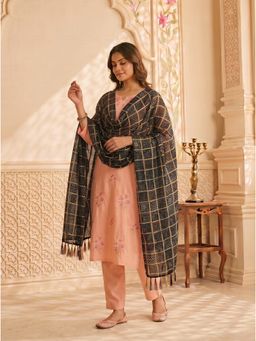 Zamour - Black Chinon Bandhani Print Dupatta