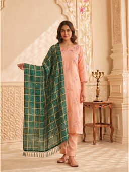 Zamour - Green Chinon Bandhani Print Dupatta