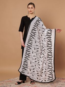 Zamour - White Pure Cotton Embroidery Dupatta