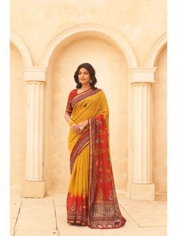 Ekana Label - Yellow Sunshine Spice Saree with Unstitched Blouse