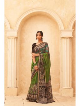 Ekana Label - Green Apple Saree with Unstitched Blouse