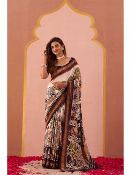 Ekana Label - Multi Colour Rangrez Raas Madhubani Saree with Unstitched Blouse