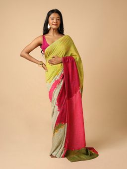 Navyasa By Liva - Navyasa Multicolour Liva Linen Abstract Digital Print Saree with Unstitched Blouse