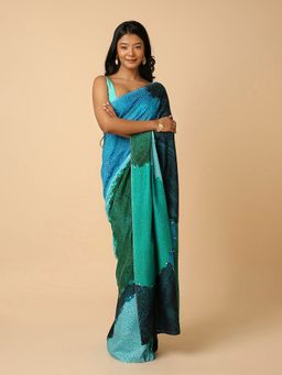 Navyasa By Liva - Navyasa Multicolour Liva Linen Abstract Digital Print Saree with Unstitched Blouse