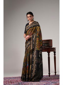 Ekana Label - Mustard Vintage Patola Saree with Unstitched Blouse