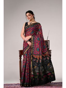 Ekana Label - Pink Pankhudi Patola Saree with Unstitched Blouse