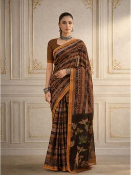 Ekana Label - Multi Colour Ikkat Maya Saree with Unstitched Blouse