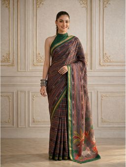 Ekana Label - Multi Colour Kalpana Ikkat Saree with Unstitched Blouse