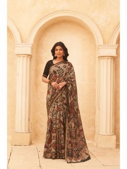 Ekana Label - Multi Colour Vasika Kalamkari Saree with Unstitched Blouse