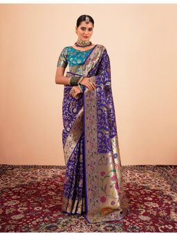 BFM - Aqua Paithani Silk Woven Design Saree with Unstitched Blouse