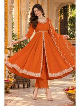 Gahan - Womens Elegant Front Cut Anarkali Kurti with Pant & Dupatta