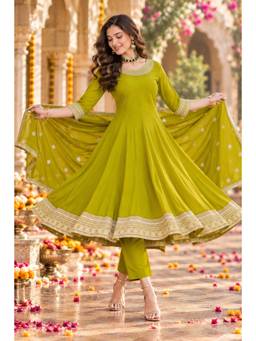 Gahan - Womens Elegant Georgette Anarkali Kurta with Pant & Dupatta