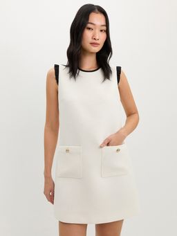 Pomelo - Pocket Tweed Dress Off-White