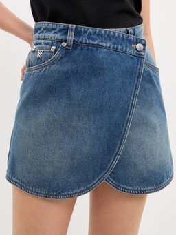 Pomelo - Asymmetric Denim Skort - Blue