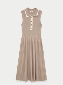 Pomelo - Polo Pleated Dress - Taupe