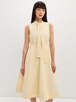 Pomelo - Elastic Waist Tie Dress - Cream