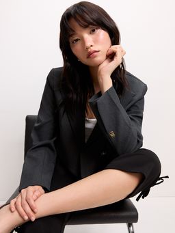 Pomelo - Cropped Blazer - Dark Grey