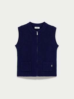 Pomelo - Zipper Knit Top - Navy Blue
