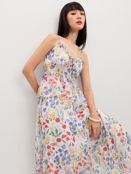 Pomelo - Floral Bow Tie Top - Multi Color