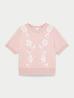 Pomelo - Floral Knit Top - Light Pink