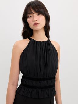 Pomelo - Halter Peplum Top - Black