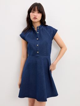 Pomelo - Denim Button-Up Dress - Blue