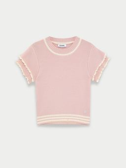 Pomelo - Ruffle Hem Knit Top - Light Pink