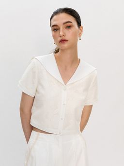 Pomelo - x Janesuda Floral Lace Top - Cream