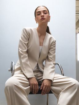 Pomelo - x Janesuda Lace Trim Blazer - Beige