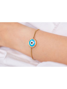 Kaj Fine Jewellery - Small Enamel Evil Eye Diamond Chain Bracelet in 14KT Yellow Gold