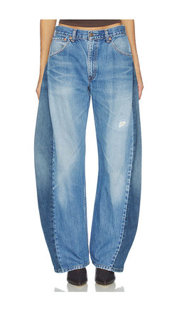 aligrace - Two Tone Barrel Jeans