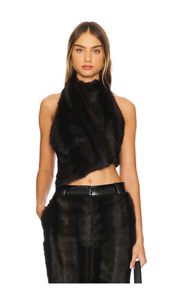 AKNVAS - Giorgia Faux Fur Halter Top