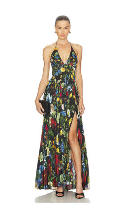 Alice + Olivia - Hannah Deep V Slit Maxi Dress