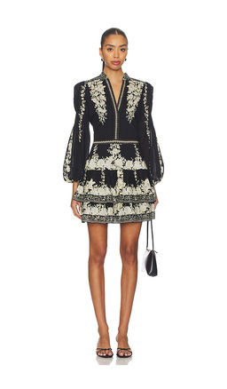 Alice + Olivia - Valencia Deep V Long Sleeve Mini Dress