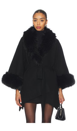 Alice + Olivia - Joanne Sweater Coat With Faux Fur Trim