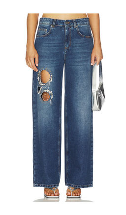 AREA - Crystal Chain Cutout Relaxed Leg