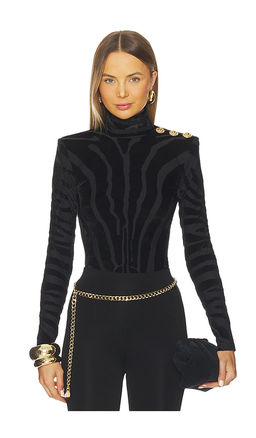 BALMAIN - Buttoned Bouclette Zebra Top