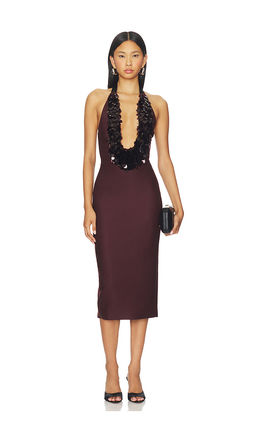 David Koma - Payette Embroidered Neckline Halter Dress
