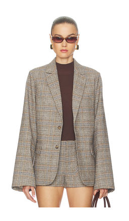 GUIZIO - Oversized Tartan Blazer