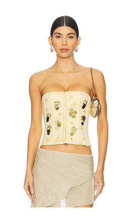GUIZIO - Embellished Satin Corset