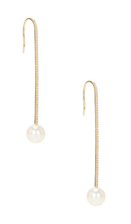 EF COLLECTION - Diamond Ball Pearl Drop Earring