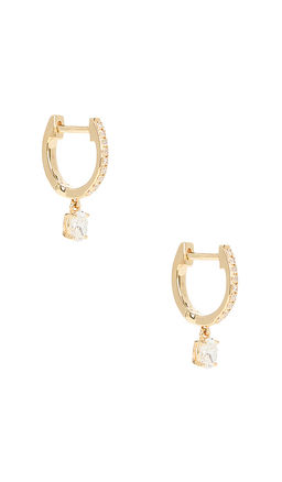 EF COLLECTION - Oval Drop Diamond Mini Huggie Earrings