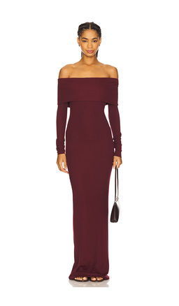 Eterne - Long Sleeve Off-Shoulder Butter Rib Maxi Dress