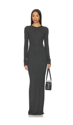 Eterne - Long Sleeve Crewneck Butter Rib Maxi Dress