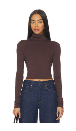 Eterne - Cropped Fitted Turtleneck Soft Jersey Top