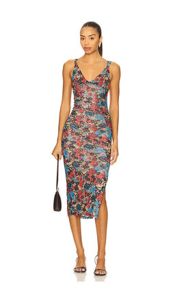 Free People - x Intimately FP Long Live Printed Mesh Slip In Black Combo