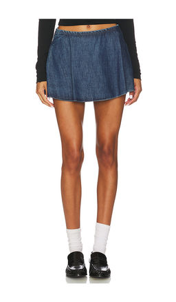 Free People - x We The Free Paradise Found Denim Skort In Mid Indigo