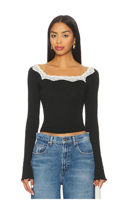 Free People - x Intimately Oh My Darling Long Sleeve In Black Combo