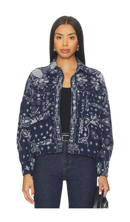 Free People - x We The Free Bandana Jacquard Shirt In Indigo Combo